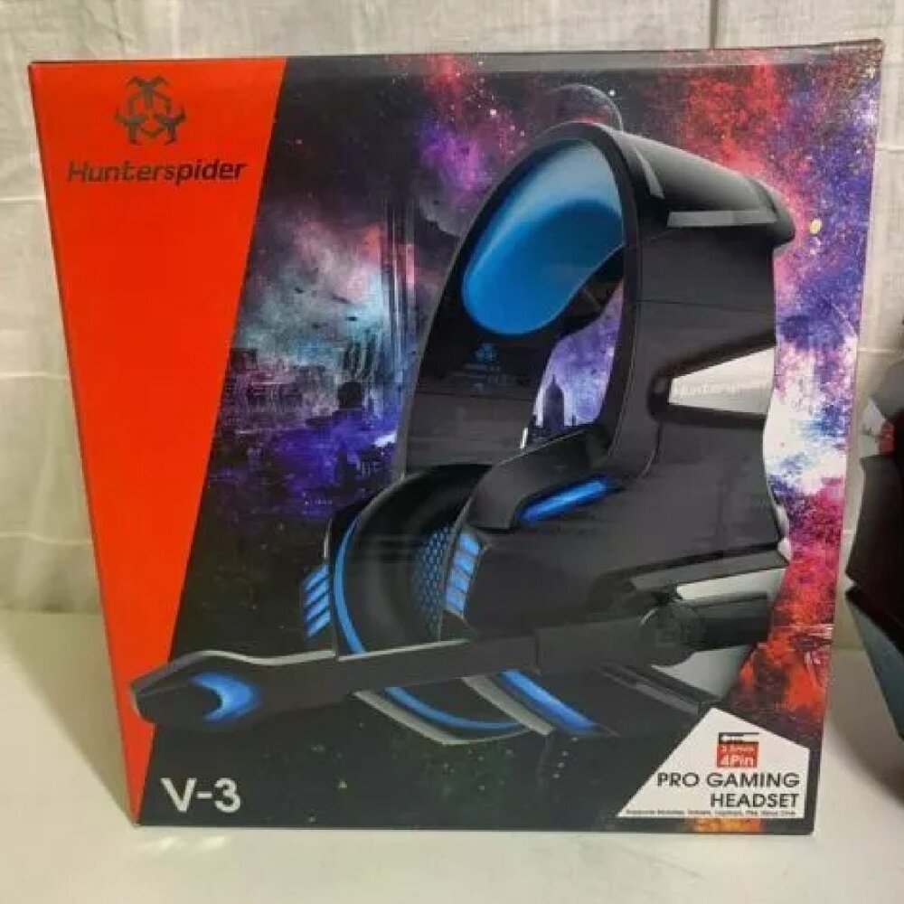 Hunterspider V-3 Pro Gaming Headset - Blue, Light up headset